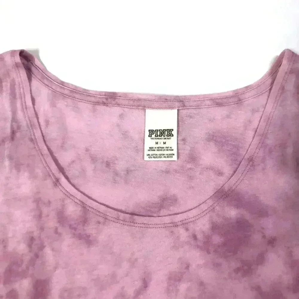VS PINK Victoria's Secret Purple Tie Dye Cropped Tank Women's Size M - Picture 3 of 5